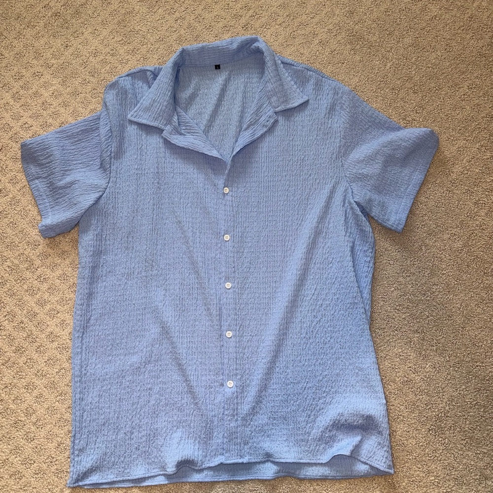 Light Blue Men's Button Down Shirt Size Large